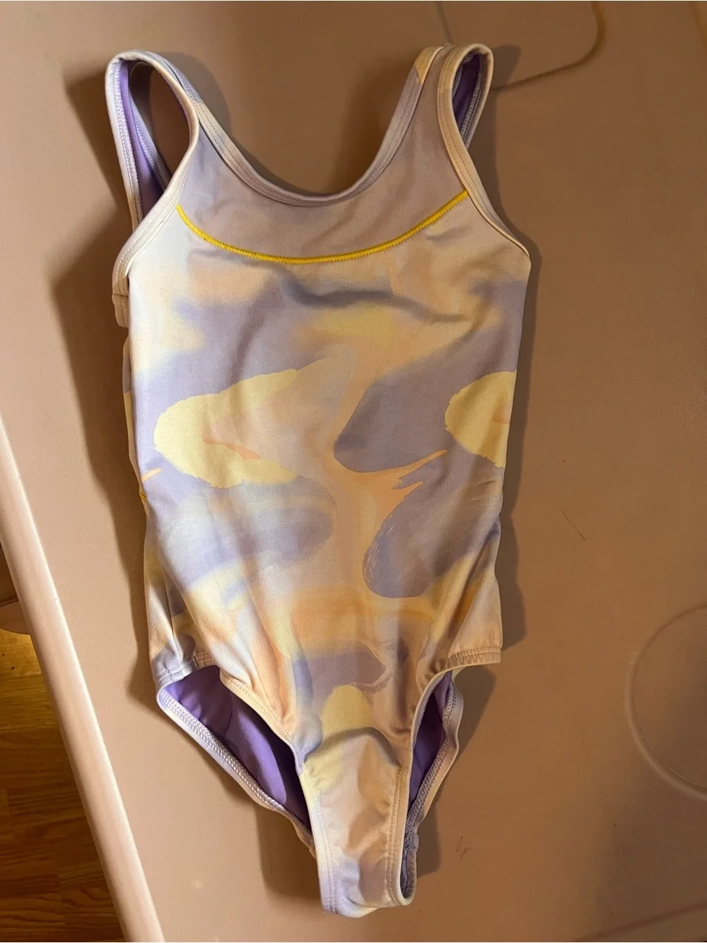 Cat & Jack Pastel Marble Girl's One-Piece Swimsuit in Lavender & Peach new